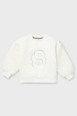 Kids-Sweatshirt mit Double-B-Monogramm in Metallic-Optik, Wei&szlig;