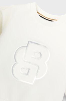 Kids-Sweatshirt mit Double-B-Monogramm in Metallic-Optik, Wei&szlig;