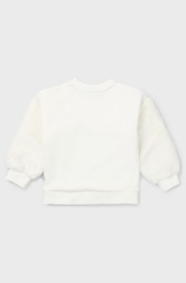 Kids-Sweatshirt mit Double-B-Monogramm in Metallic-Optik, Wei&szlig;