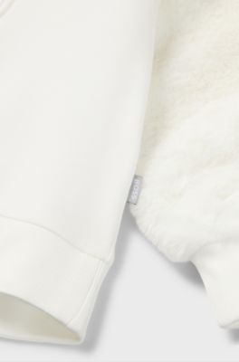 Kids-Sweatshirt mit Double-B-Monogramm in Metallic-Optik, Wei&szlig;