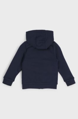 Sweat &agrave; capuche zipp&eacute; en polaire avec logo imprim&eacute; pour enfant, Bleu fonc&eacute;
