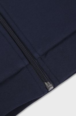 Sweat &agrave; capuche zipp&eacute; en polaire avec logo imprim&eacute; pour enfant, Bleu fonc&eacute;