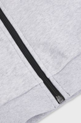 Kids' zip-up hoodie with colour-blocking and logo, Grey