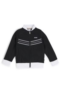 Veste zippée en coton mélangé avec finitions chevrons pour enfant, Noir