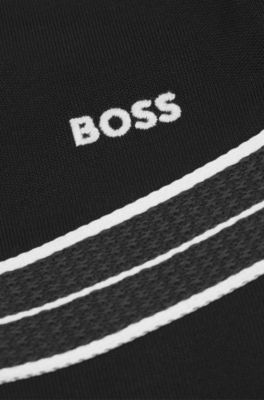 Kids' cotton-blend zip-up jacket with herringbone trims, Black