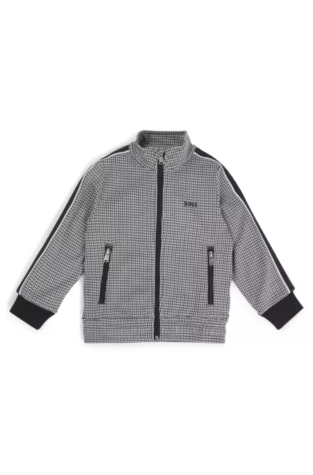 Veste zippée à motif pied-de-poule et logo pour enfant