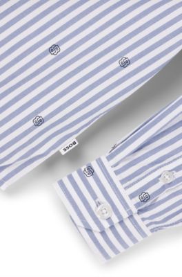 Kids' regular-fit cotton shirt with Double B monograms, Light Blue