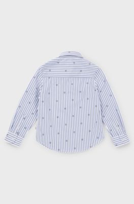 Camicia per bambini regular fit in cotone con monogrammi Double B, Celeste