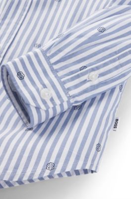 Kids' regular-fit cotton shirt with Double B monograms, Light Blue