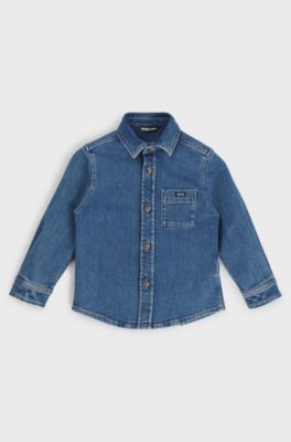 Kids-Hemd aus elastischem Baumwoll-Denim, Blau