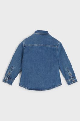 Kids-Hemd aus elastischem Baumwoll-Denim, Blau