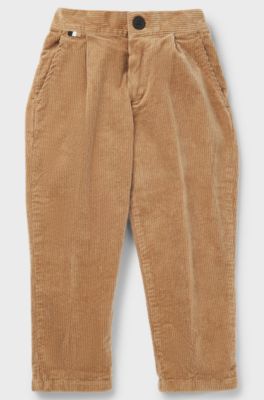 Kids' trousers in stretch-cotton corduroy, Brown