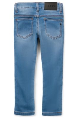 Kids' slim-fit jeans in blue stretch denim, Light Blue
