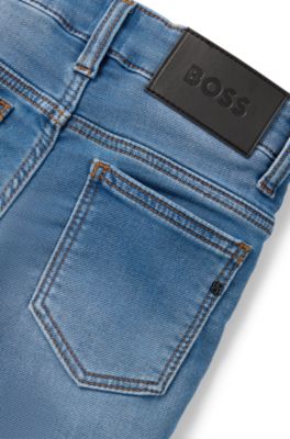 Kids' slim-fit jeans in blue stretch denim, Light Blue