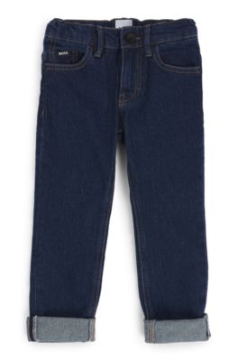 Slim-fit kinderjeans met Double B-monogramstud, Donkerblauw