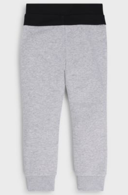 Kids' colour-block tracksuit bottoms in cotton-blend fleece, Light Grey