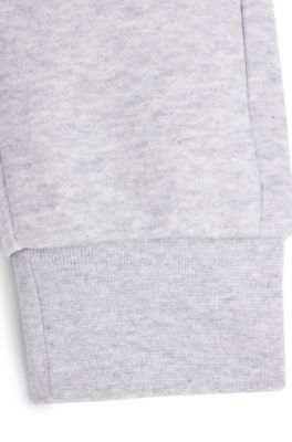 Kids' colour-block tracksuit bottoms in cotton-blend fleece, Light Grey