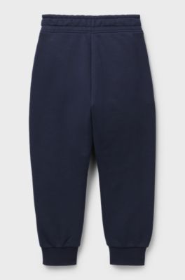 Kids' cotton-blend tracksuit bottoms with logo print, Dark Blue