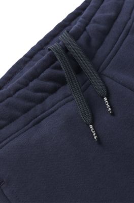 Kids' cotton-blend tracksuit bottoms with logo print, Dark Blue