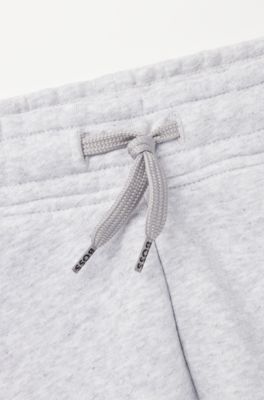 Kids' cotton-blend tracksuit bottoms with vertical logo print, Light Grey