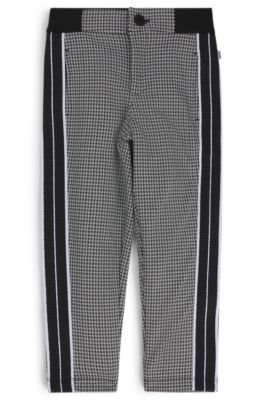 Kids' regular-fit tracksuit bottoms with houndstooth pattern, Patterned