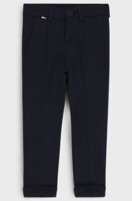 Kids' suit trousers in stretch fabric with signature detailing, Dark Blue