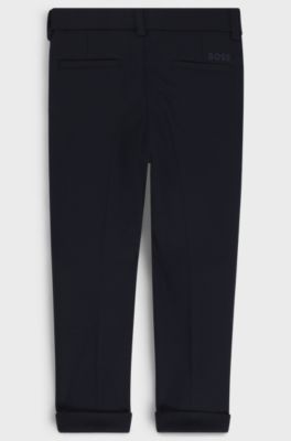 Kids' suit trousers in stretch fabric with signature detailing, Dark Blue