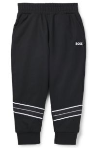 Pantaloni della tuta per bambini con fit affusolato e rifiniture a spina di pesce, Nero