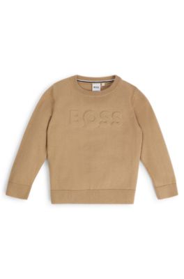 Pull en coton avec logo emboss&eacute; pour enfant, Marron