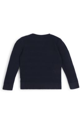 Kids' sweater in cotton with jacquard-stitch pattern, Dark Blue