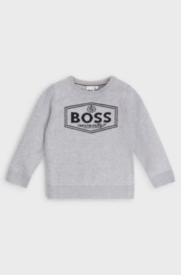 Kids' sweater in cotton with new-season logo, Light Grey