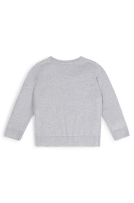 Kids' sweater in cotton with new-season logo, Light Grey