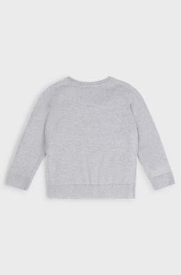 Kids' sweater in cotton with new-season logo, Light Grey