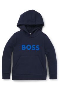 Kids' hoodie in cotton-blend fleece with logo detail, Dark Blue