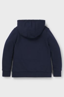 Kids-Fleece-Hoodie aus Baumwoll-Mix mit Logo-Detail, Dunkelblau