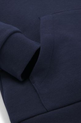 Felpa con cappuccio per bambini in pile di misto cotone con logo, Blu scuro