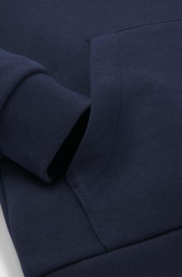Kids-Fleece-Hoodie aus Baumwoll-Mix mit Logo-Detail, Dunkelblau