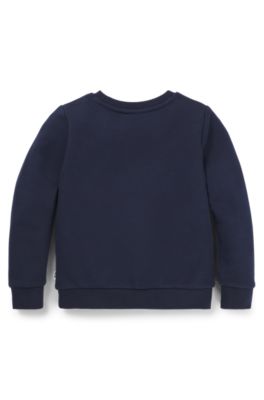 Kids' sweatshirt in cotton-blend fleece with logo print, Dark Blue