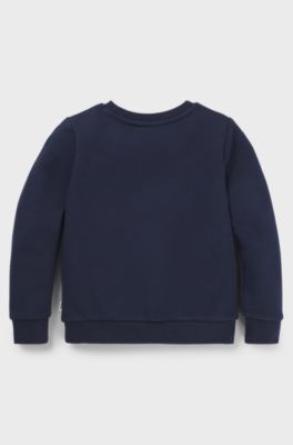 Kids' sweatshirt in cotton-blend fleece with logo print, Dark Blue