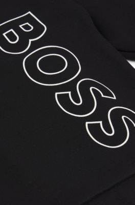 Kids' sweatshirt in cotton-blend fleece with vertical logo, Black