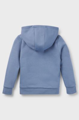 Kids' hoodie in cotton-blend fleece with logo, Blue