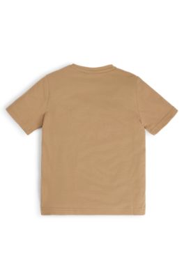 Kids' T-shirt in cotton with triple-logo print, Brown