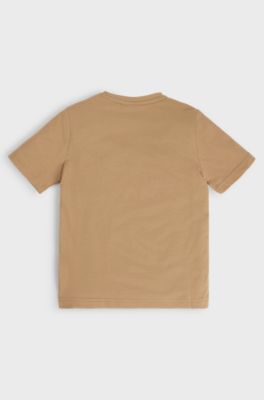 Kids' T-shirt in cotton with triple-logo print, Brown