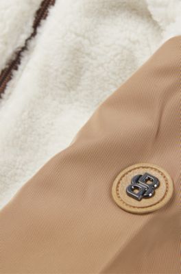 キッズ リバーシブル フーデッドジャケット ツイル＆シェルパフリース, ブラウン