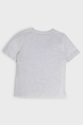 Kids' regular-fit T-shirt in cotton with logo print, Light Grey