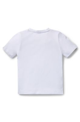 Kids' regular-fit shirt in cotton with logo print, White