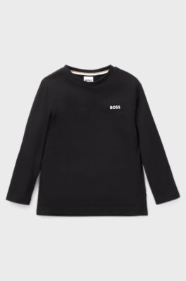 Kids' long-sleeved T-shirt in cotton with logo print, Black