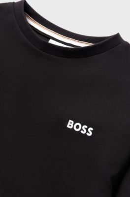 Kids' long-sleeved T-shirt in cotton with logo print, Black