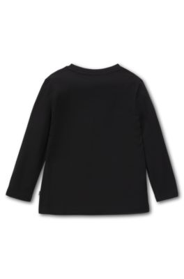 Kids' long-sleeved T-shirt in cotton with logo print, Black