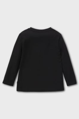 Kids' long-sleeved T-shirt in cotton with logo print, Black